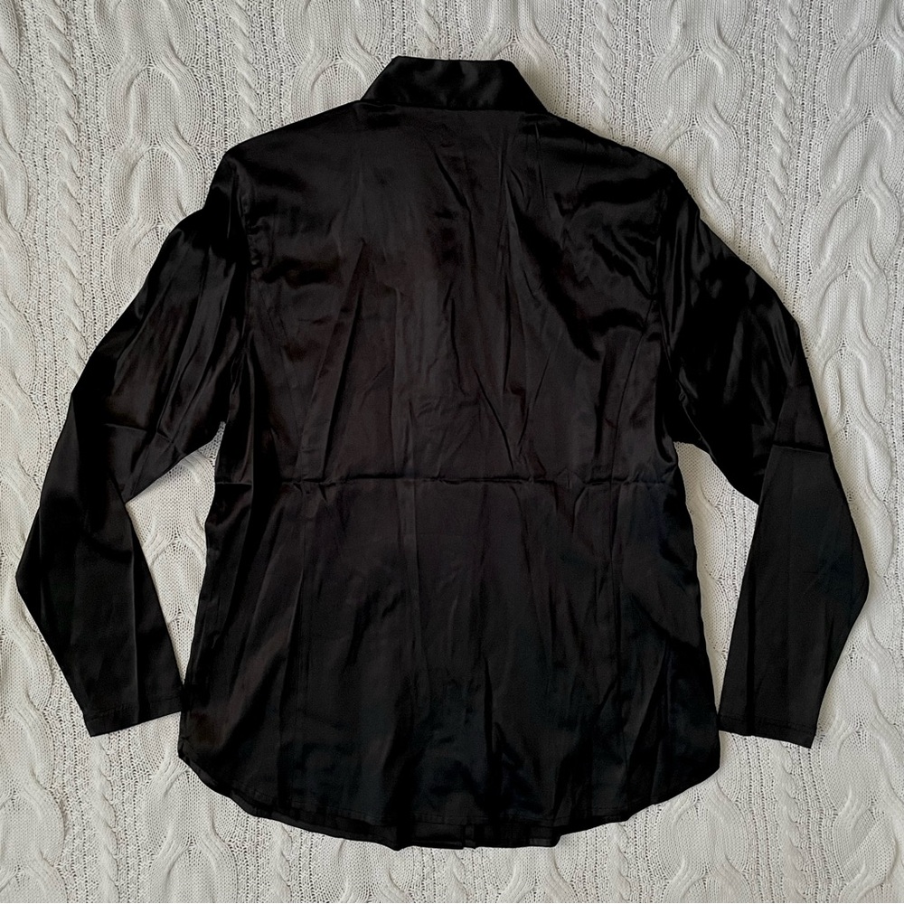 Starington Blouses by Charlotte Black Silk Button-Down Shirt Size 14 (10-12) - Picture 2 of 11